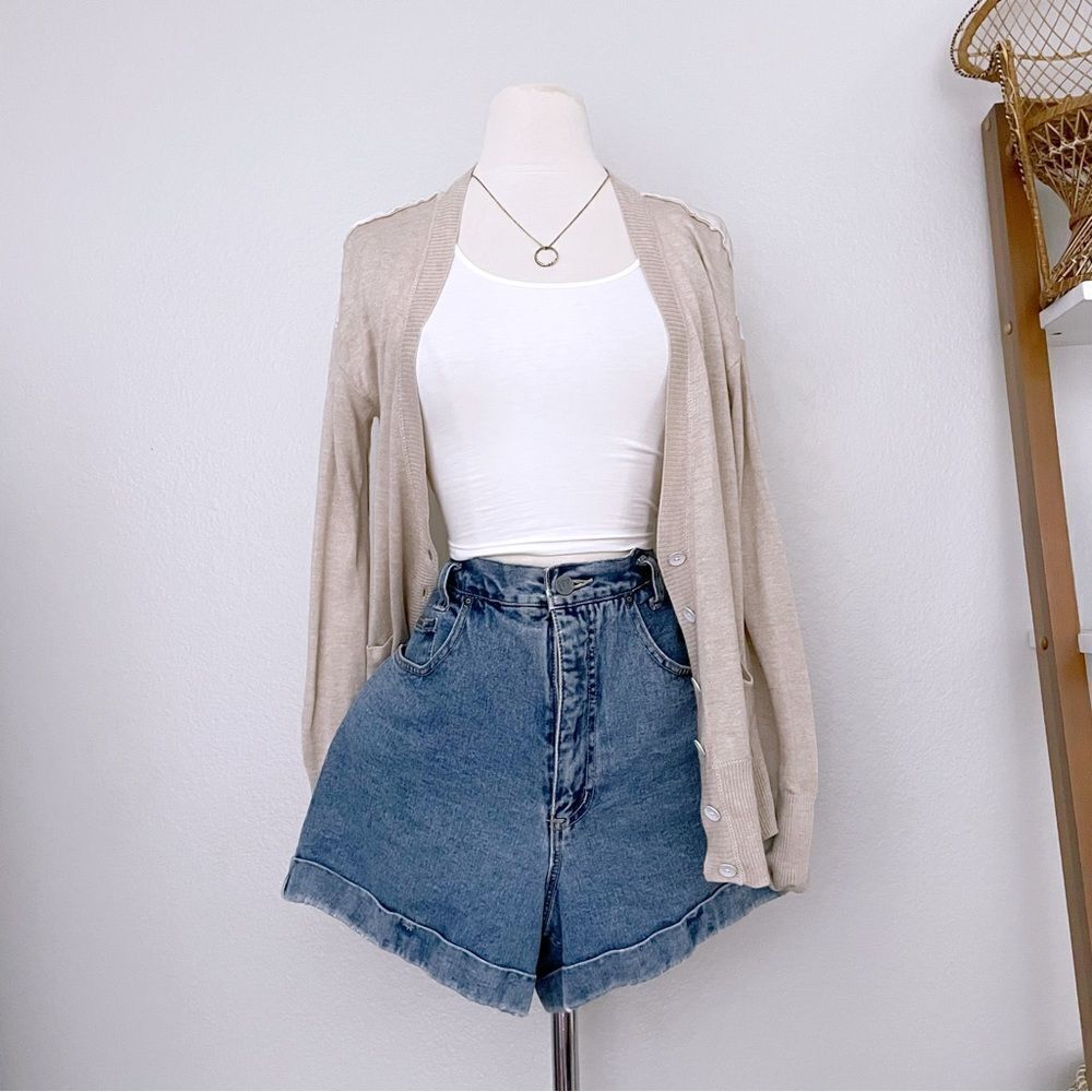 Silk Neutral Button Front Cardigan
